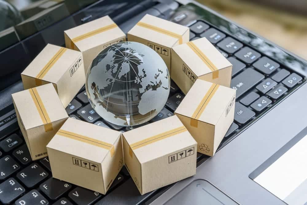 A miniature globe with boxes around it.