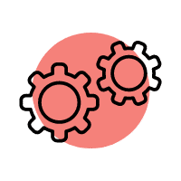 A graphic of two cogs.