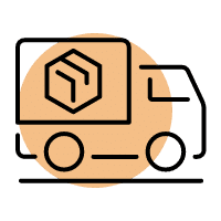 A symbol of a truck delivering a package