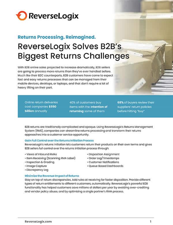 How ReverseLogix resolves B2B biggest returns challenges datasheet