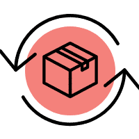 Cardboard box with circling arrows icon