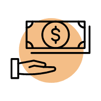 Open palm and money icon