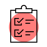 A clipboard symbol showing a checklist