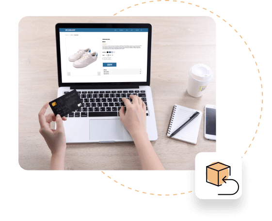 image of laptop with person entering credit card information