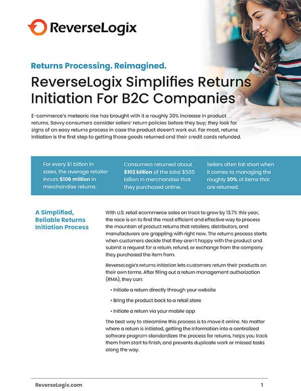 ReverseLogix Simplifies Returns Initiation For B2C Companies datasheet