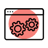 Computer tab with gears icon