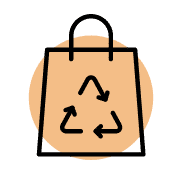 Shopping bag with recycling arrows icon
