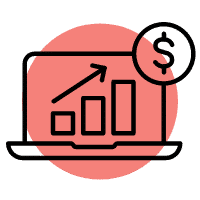 Laptop with increasing graph and dollar sign icon