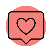 Chat box with heart icon