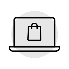 Laptop with shopping bag icon