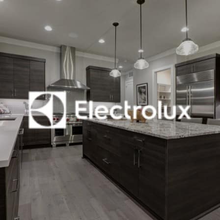 A modern kitchen with Electrolux written on the image.