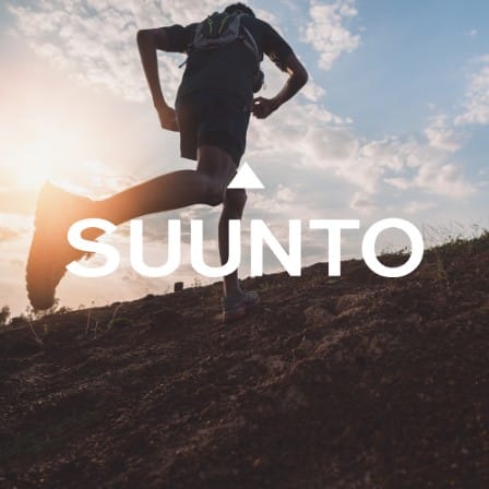 A man running with the SUUNTO logo