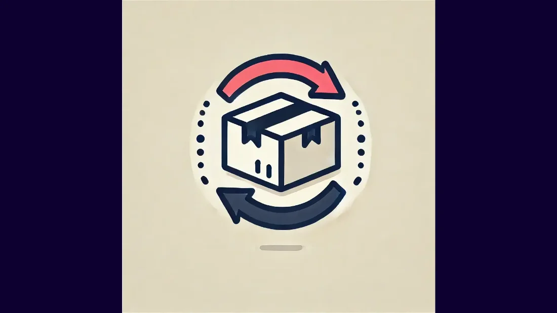 Illustration of two boxes linked by circular arrows, a return moving through one system