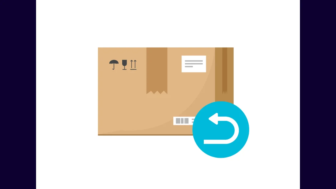 Illustration of a package with a return arrow